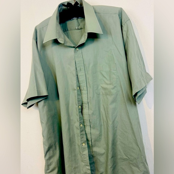 Pierre Cardin Green Short Sleeve Button Down Shirt, 17.5 8/8 - Picture 1 of 4